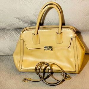 Tory Burch Caramel Leather Satchel With Strap